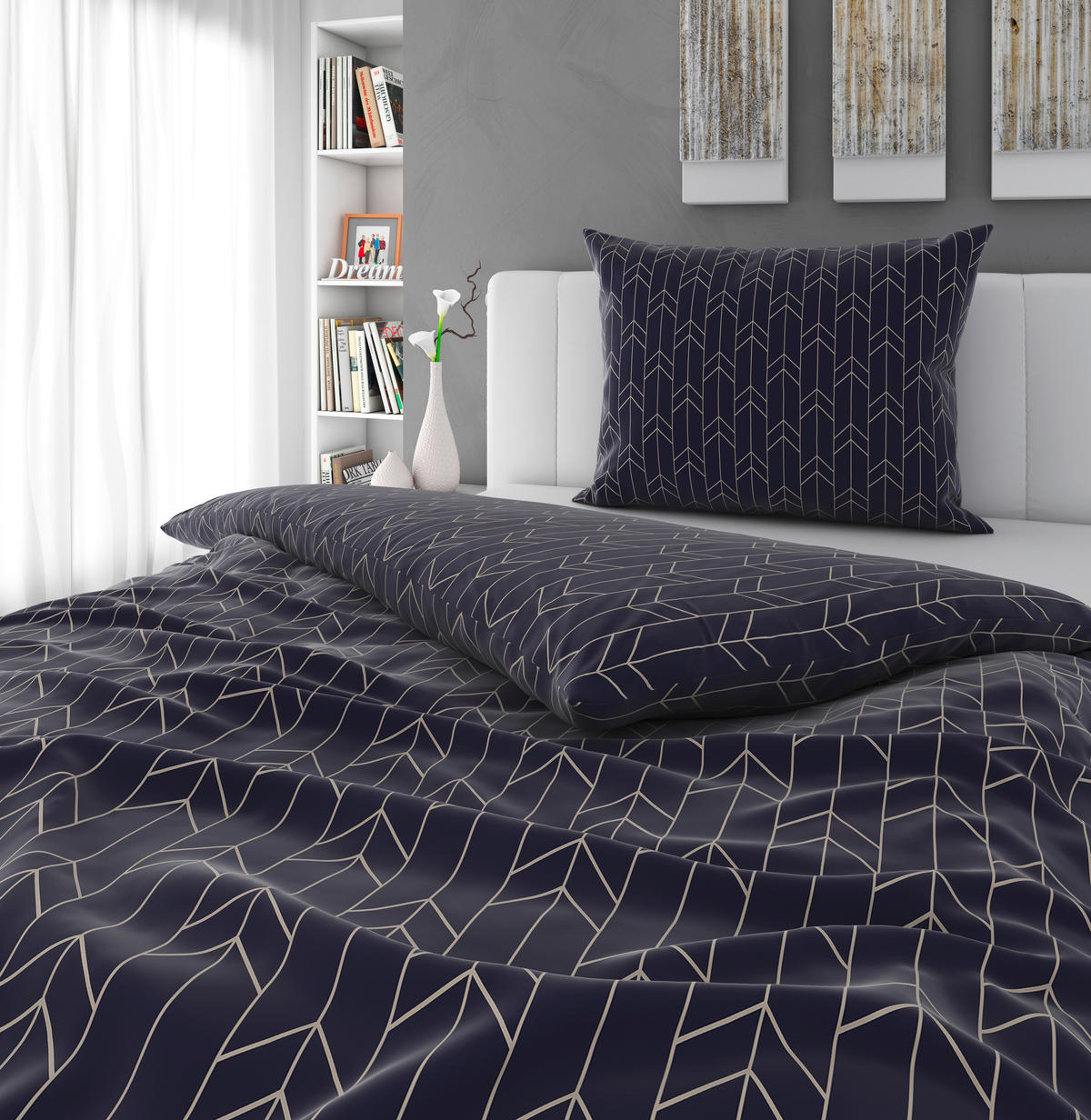 POSTELJINA SATIN 140/200 cm saten plava  - plava, Dizajnerski, tekstil (140/200cm) - Novel