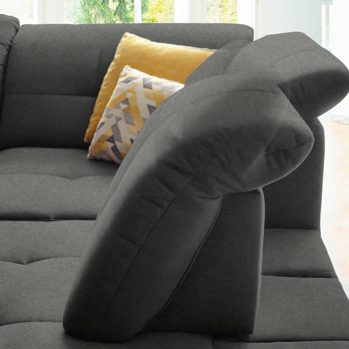 ECKSOFA in Chenille Dunkelgrau  310/240 cm  - Dunkelgrau/Schwarz, Design, Textil/Metall (310/240cm) - Xora