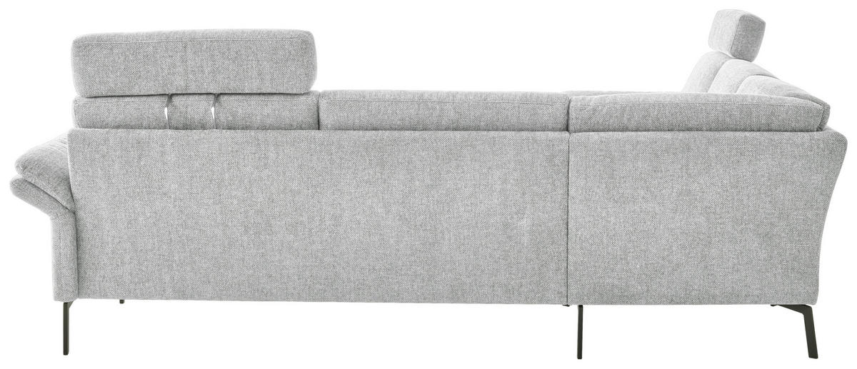 ECKSOFA Platinfarben Flachgewebe  - Platinfarben/Schwarz, KONVENTIONELL, Textil/Metall (253/273cm) - Pure Home Comfort