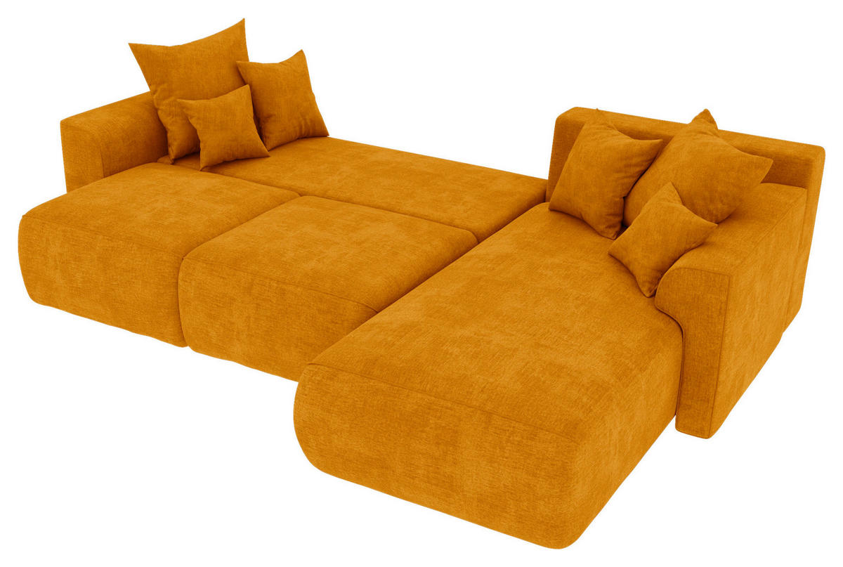 ECKSOFA  in Samt Gelb  293/195 cm  - Chromfarben/Gelb, KONVENTIONELL, Kunststoff/Textil (293/195cm) - Carryhome
