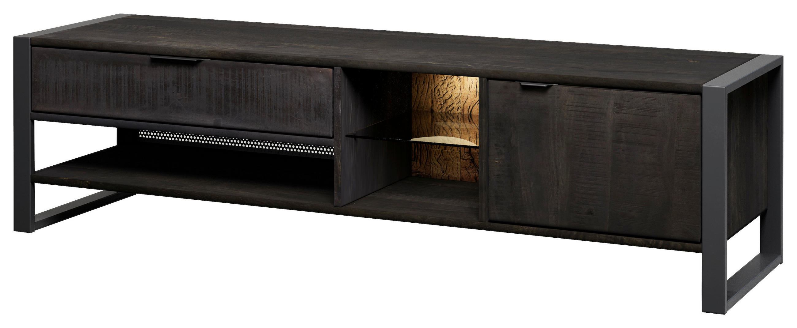 Livetastic NÍZKA KOMODA, mangové drevo, antracitová, čierna, 180/49/40 cm