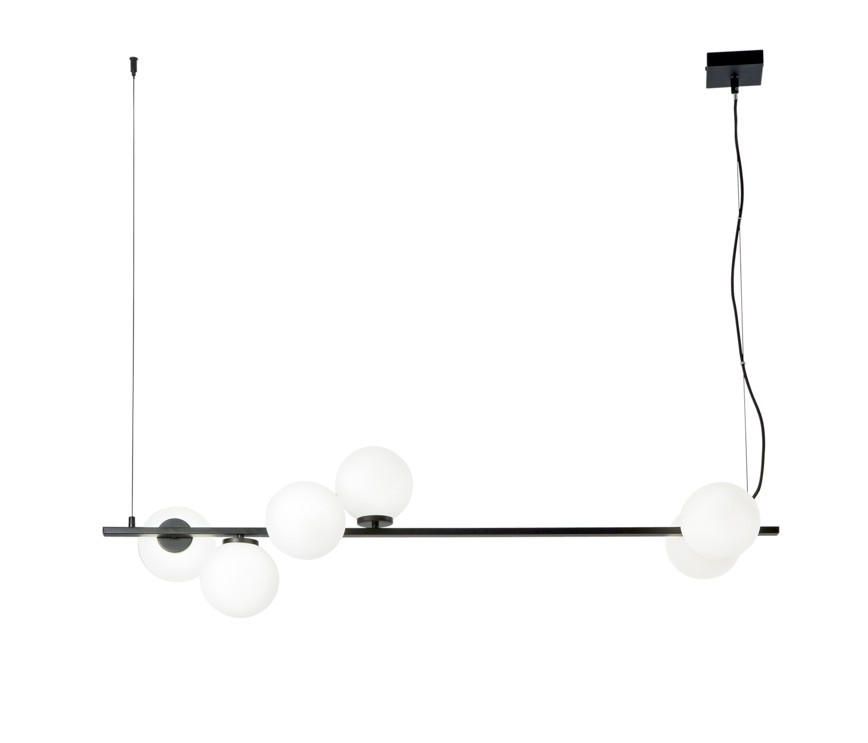 HÄNGELEUCHTE 120/32/150 cm  - Schwarz/Weiß, Design, Glas/Metall (120/32/150cm)