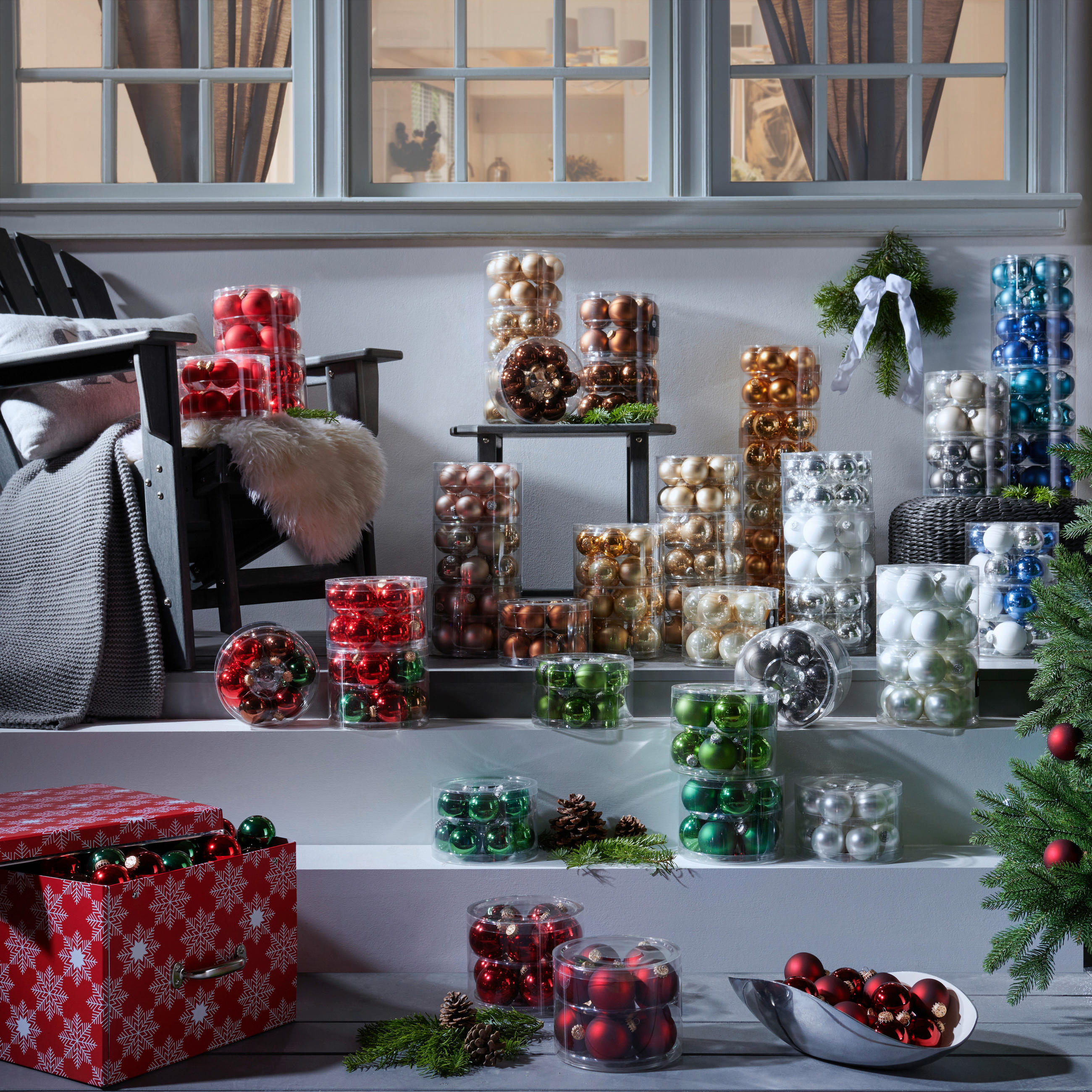 CHRISTBAUMKUGEL-SET 6 cm 12-teilig  - Blau/Silberfarben, KONVENTIONELL, Glas (6cm)