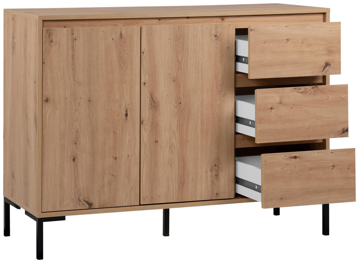 KOMMODE  in 120/87/40 cm  - Schwarz/Eiche Artisan, Design, Holzwerkstoff/Metall (120/87/40cm) - MID.YOU