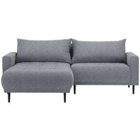 ECKSOFA in Flachgewebe Dunkelgrau  - Dunkelgrau/Schwarz, Design, Holz/Textil (160/215cm) - Stylife