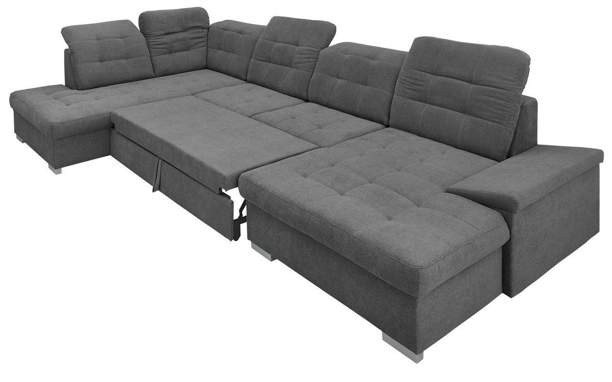 WOHNLANDSCHAFT in Mikrofaser Anthrazit  - Chromfarben/Anthrazit, Design, Kunststoff/Textil (212/330/169cm) - Livetastic