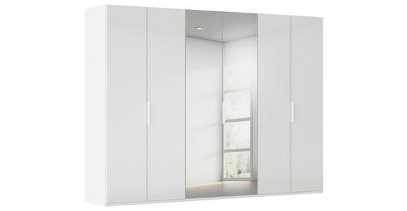 DREHTÜRENSCHRANK 301/223/61 cm,  in Weiß, 6-türig  - Weiß, Basics, Glas/Holzwerkstoff (301/223/61cm) - Novel