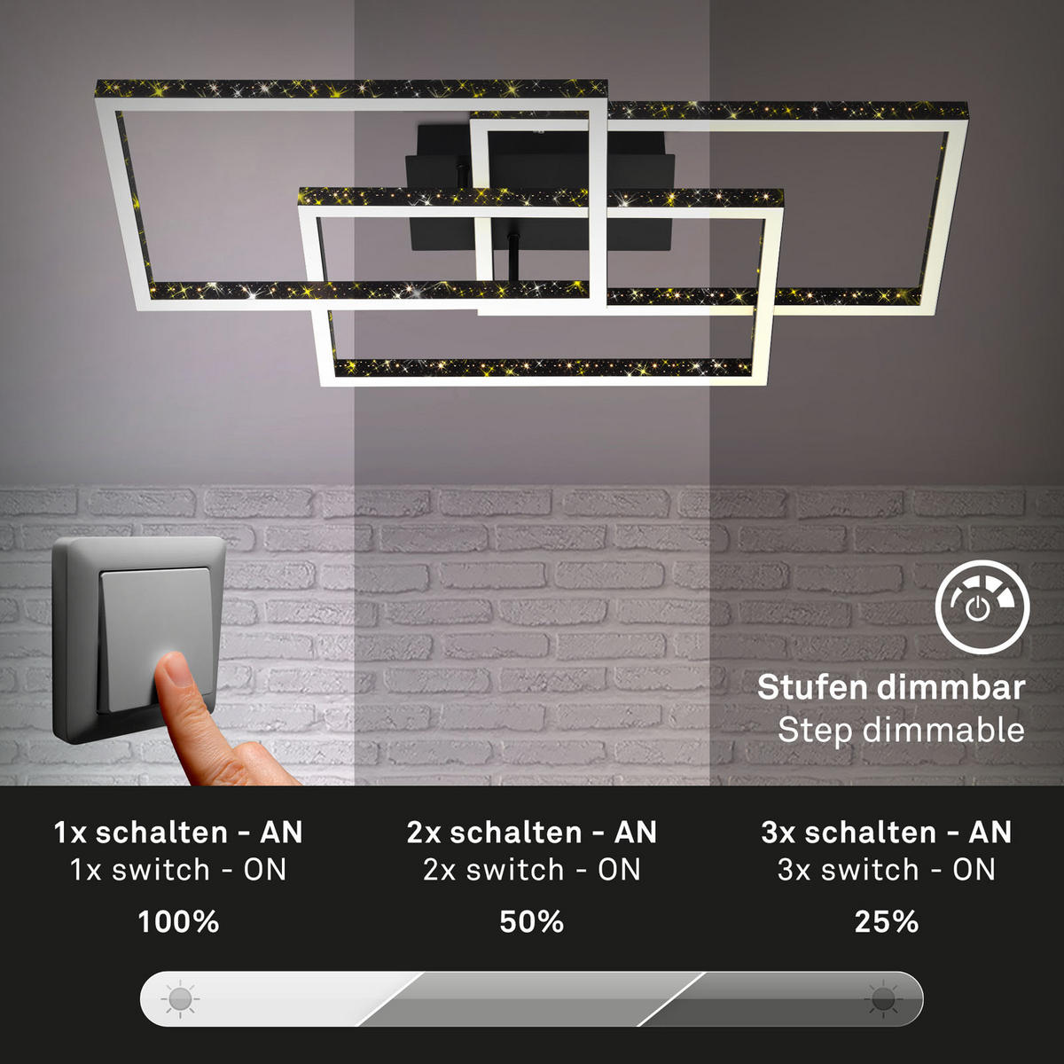 STROPNA LED-SVETILKA   /5700 lm/3000 K// - črna, Trend, kovina/umetna masa (80/49,5/13cm)