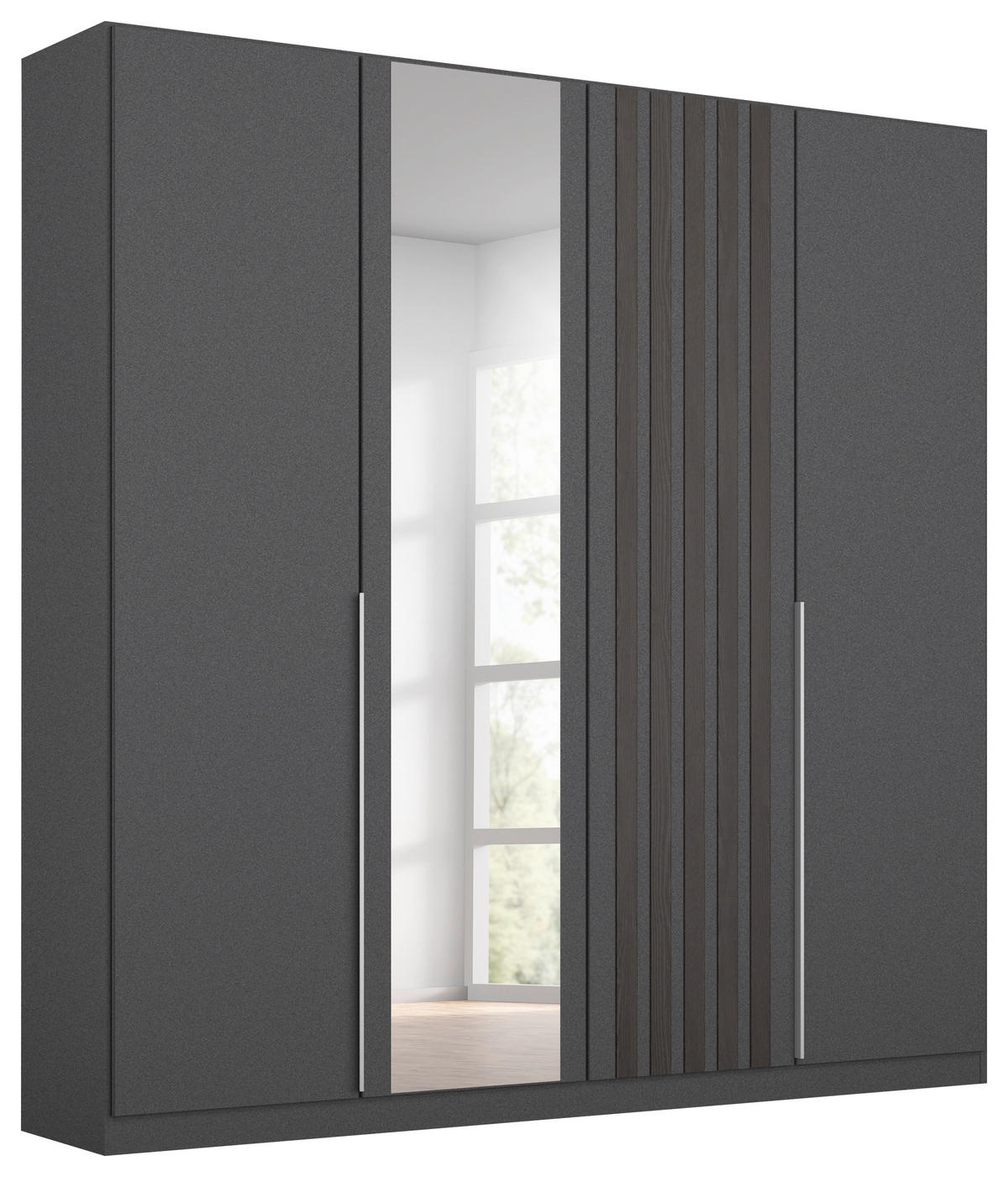 DREHTÜRENSCHRANK 181/210/54 cm 4-türig Grau  - Alufarben/Grau, MODERN, Holzwerkstoff/Metall (181/210/54cm) - Rauch Möbel