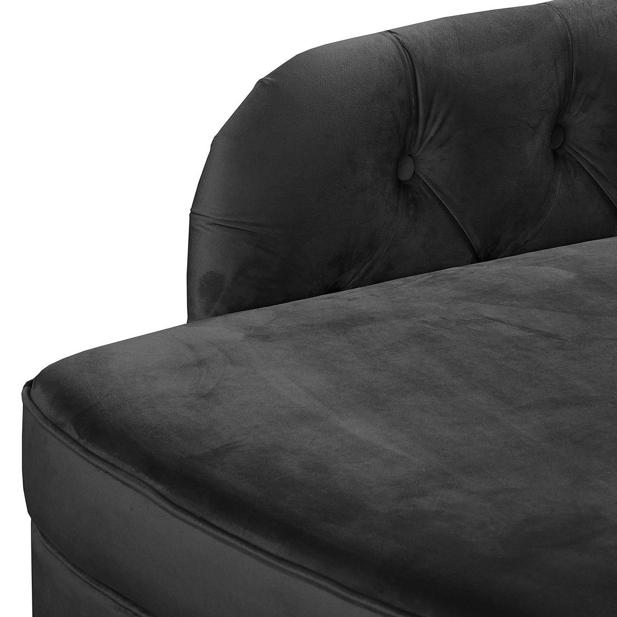 RÉCAMIERE Samt Schwarz  - Schwarz/Braun, Design, Holz/Textil (185/93/75cm) - Livetastic