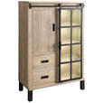VITRINE  in Hartholz Mangoholz Schwarz, Graubraun  - Graubraun/Schwarz, LIFESTYLE, Glas/Holz (90/135/42cm) - Landscape