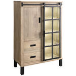 VITRINE  in Hartholz Mangoholz Schwarz, Graubraun  - Graubraun/Schwarz, LIFESTYLE, Glas/Holz (90/135/42cm) - Landscape