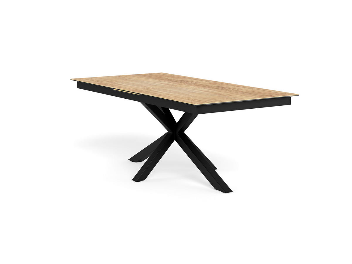 MATBORD svart, ekfärgad rektangulär  utdragbar  - svart/ekfärgad, Modern, metall/glas (240/100/76cm) - MID.YOU