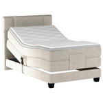 BOXSPRINGBETT 90/200 cm,  in Greige, Matratze, Topper, motorische Verstellbarkeit, Fernbedienung, H2 = mittel  - Greige/Schwarz, KONVENTIONELL, Holz/Kunststoff (90/200cm) - Esposa