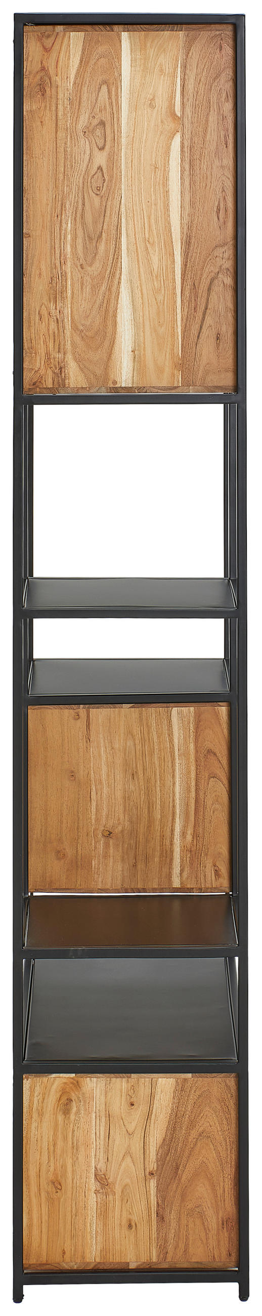 REGAL Akazie vollmassiv Schwarz, Akaziefarben  - Schwarz/Akaziefarben, Design, Holz/Metall (60/190/35cm) - Livetastic