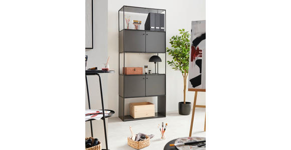 AKTENSCHRANK 80,7/199/35,8 cm - Anthrazit/Schwarz, Design, Holzwerkstoff/Metall (80,7/199/35,8cm) - Novel