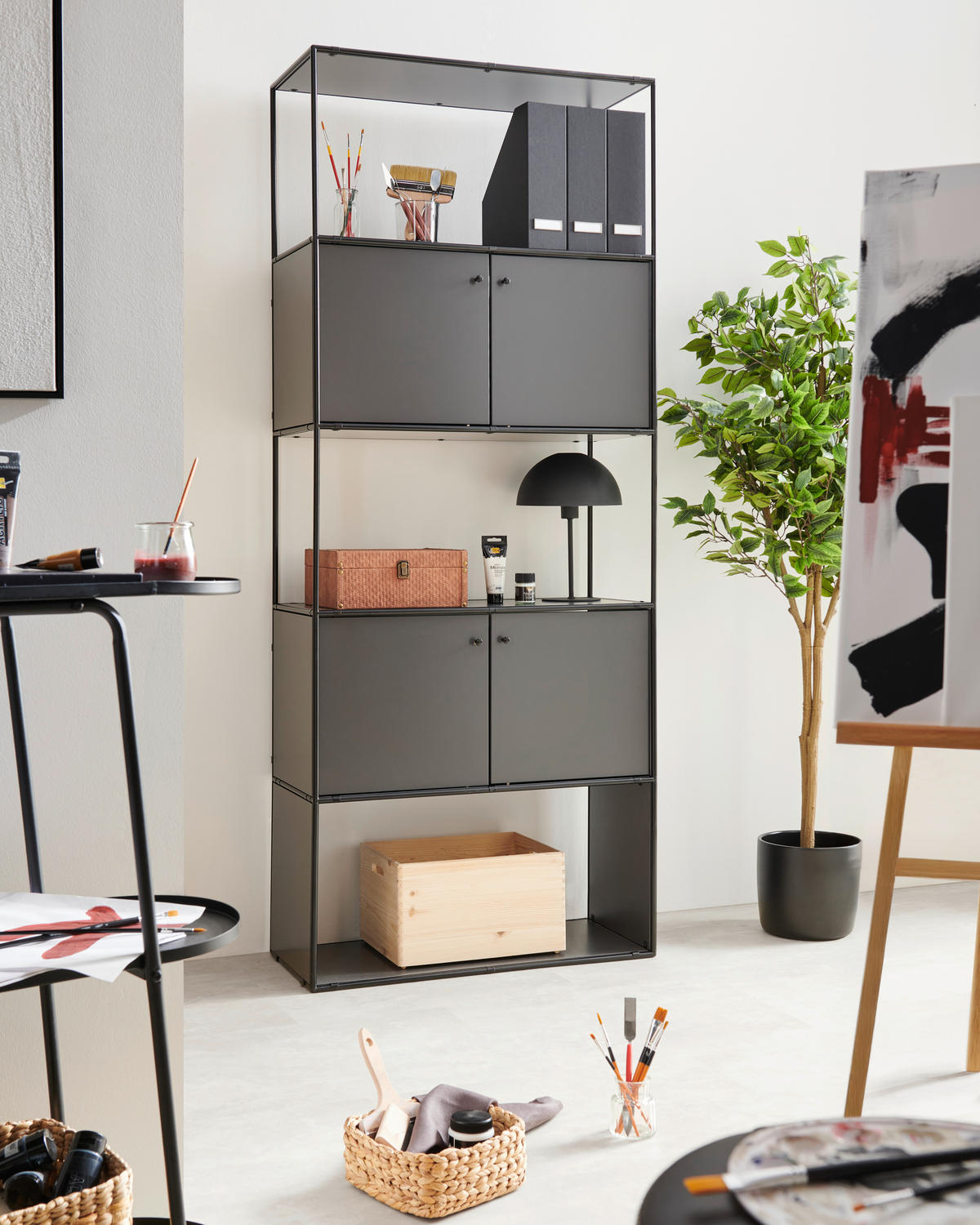 AKTENSCHRANK 80,7/199/35,8 cm  - Anthrazit/Schwarz, Design, Holzwerkstoff/Metall (80,7/199/35,8cm) - Novel