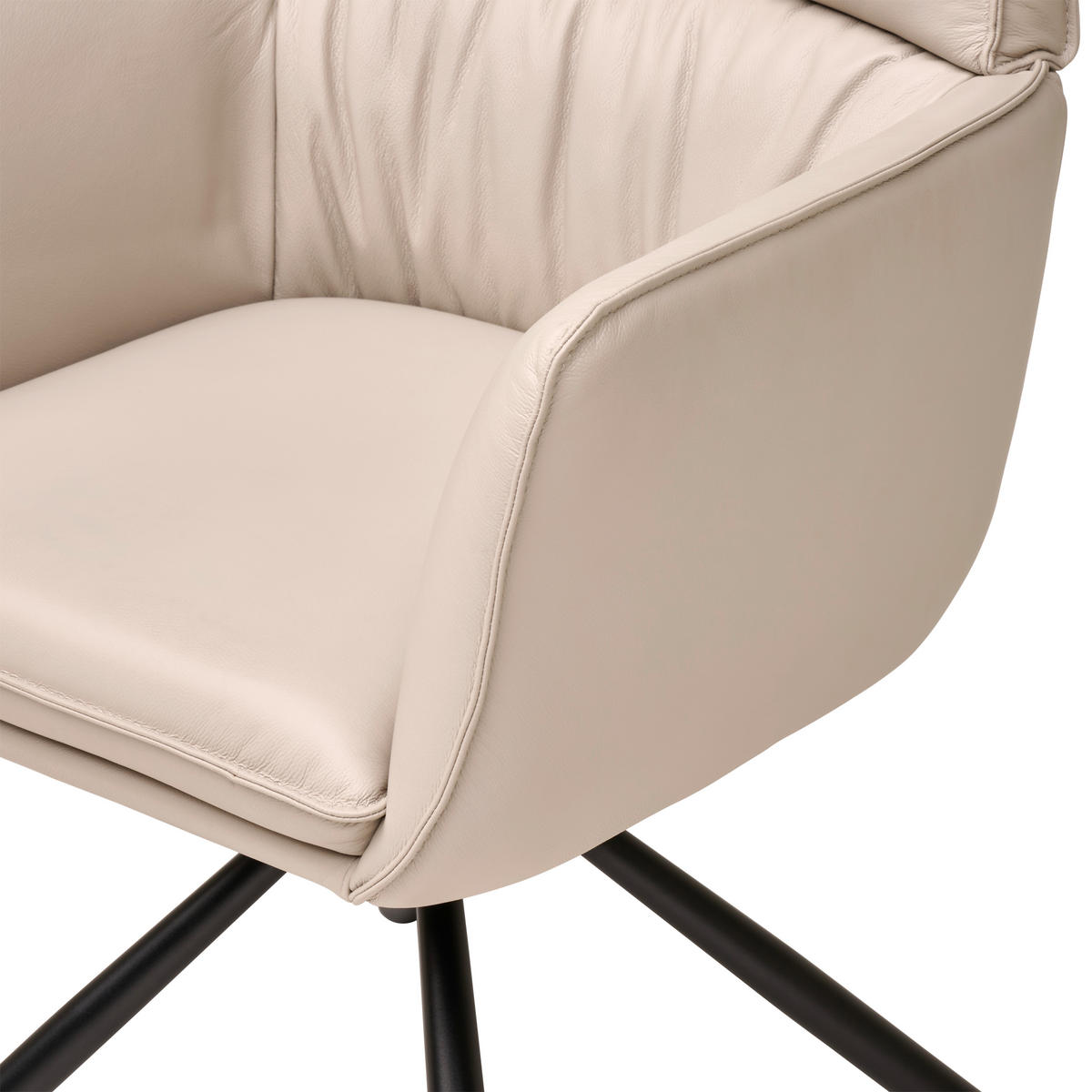 STOLICA S NASLONOM ZA RUKE  svijetlo siva  koža      - svijetlo siva/crna, Moderno, koža/metal (64/90,5/64,5cm) - Livetastic
