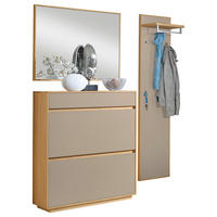 GARDEROBE 3-teilig  in 155/195/31 cm  - Sandfarben/Eichefarben, Basics, Glas/Holz (155/195/31cm)