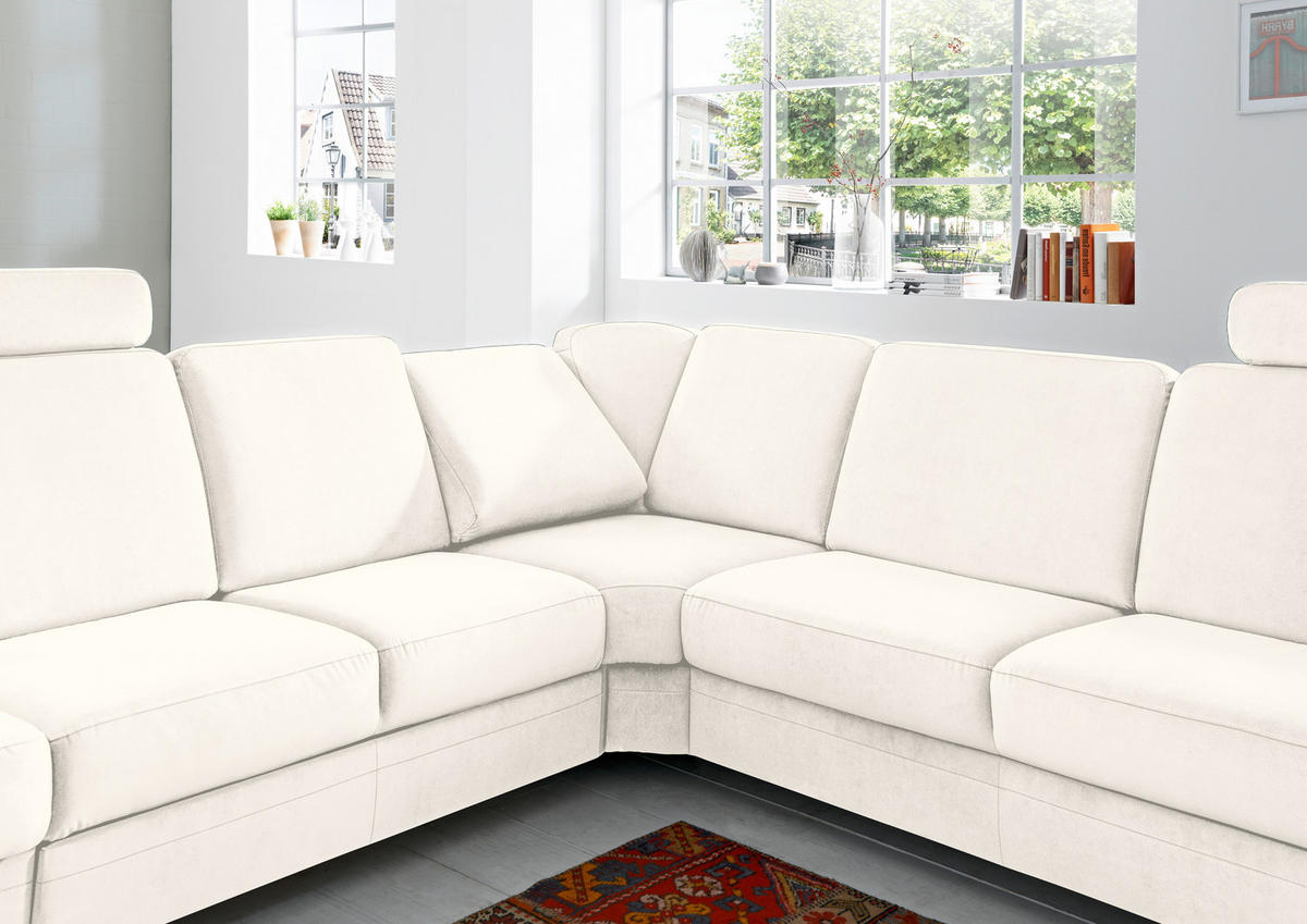 ECKSOFA in Flachgewebe Naturfarben, Beige  289/269 cm  - Beige/Alufarben, KONVENTIONELL, Textil/Metall (289/269cm) - Beldomo System