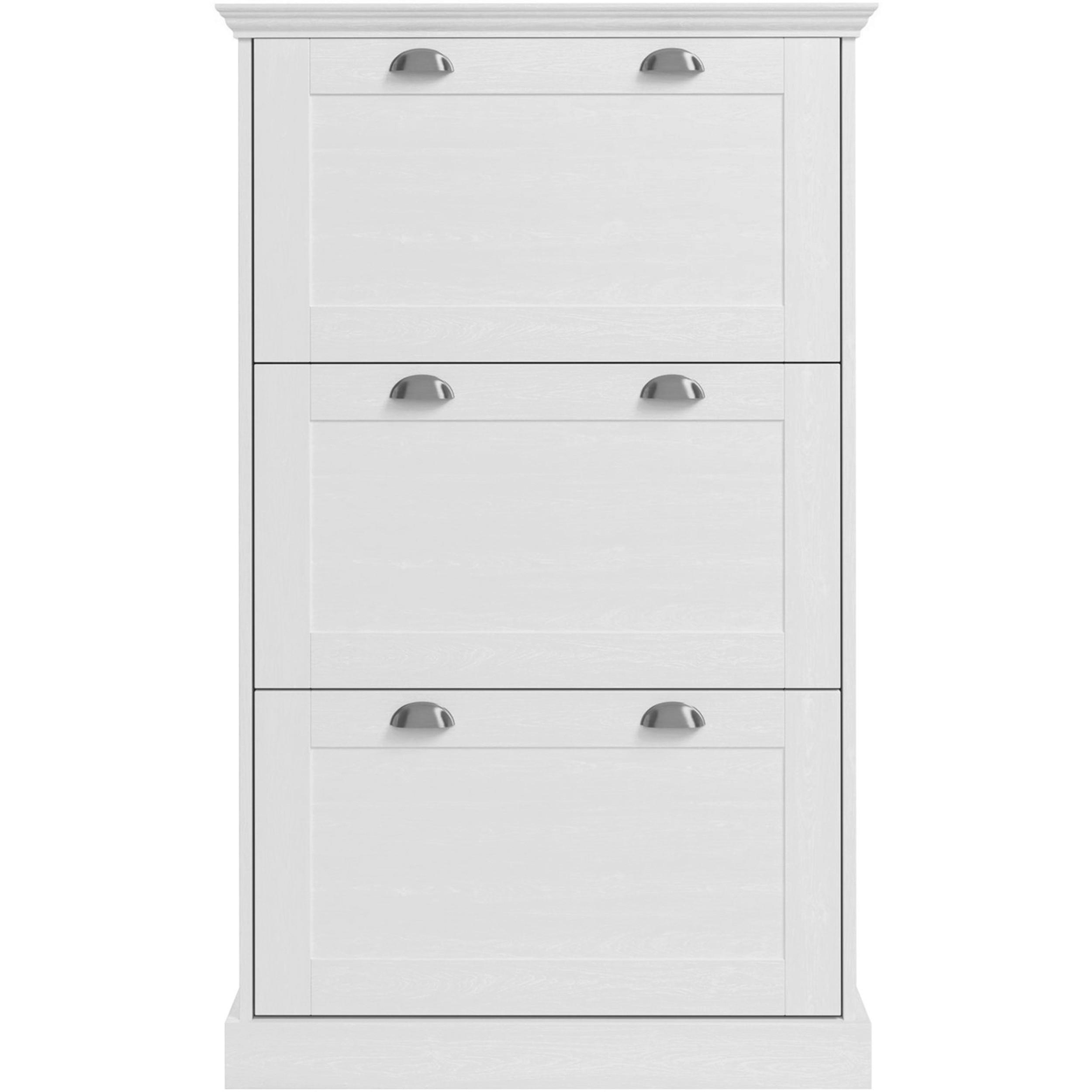 SCHUHSCHRANK MURCIA  in 80/132/30 cm  - Silberfarben/Weiß, Design, Holzwerkstoff/Metall (80/132/30cm) - Livetastic