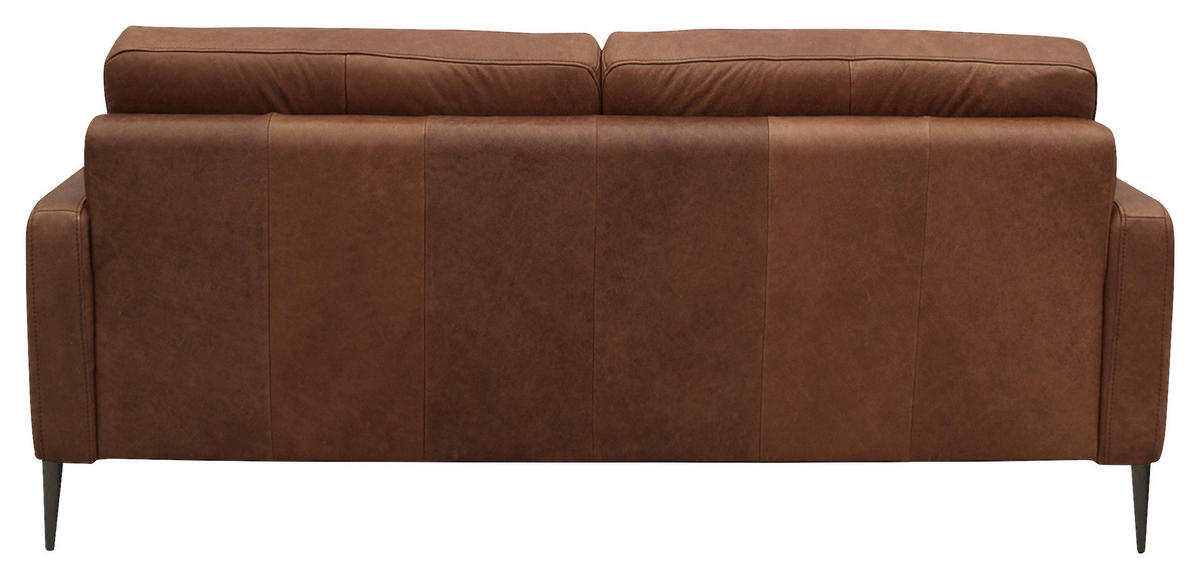 2-SITZER-SOFA in Echtleder Dunkelbraun  - Dunkelbraun/Schwarzchrom, Design, Leder/Metall (157/85/92cm) - Livetastic