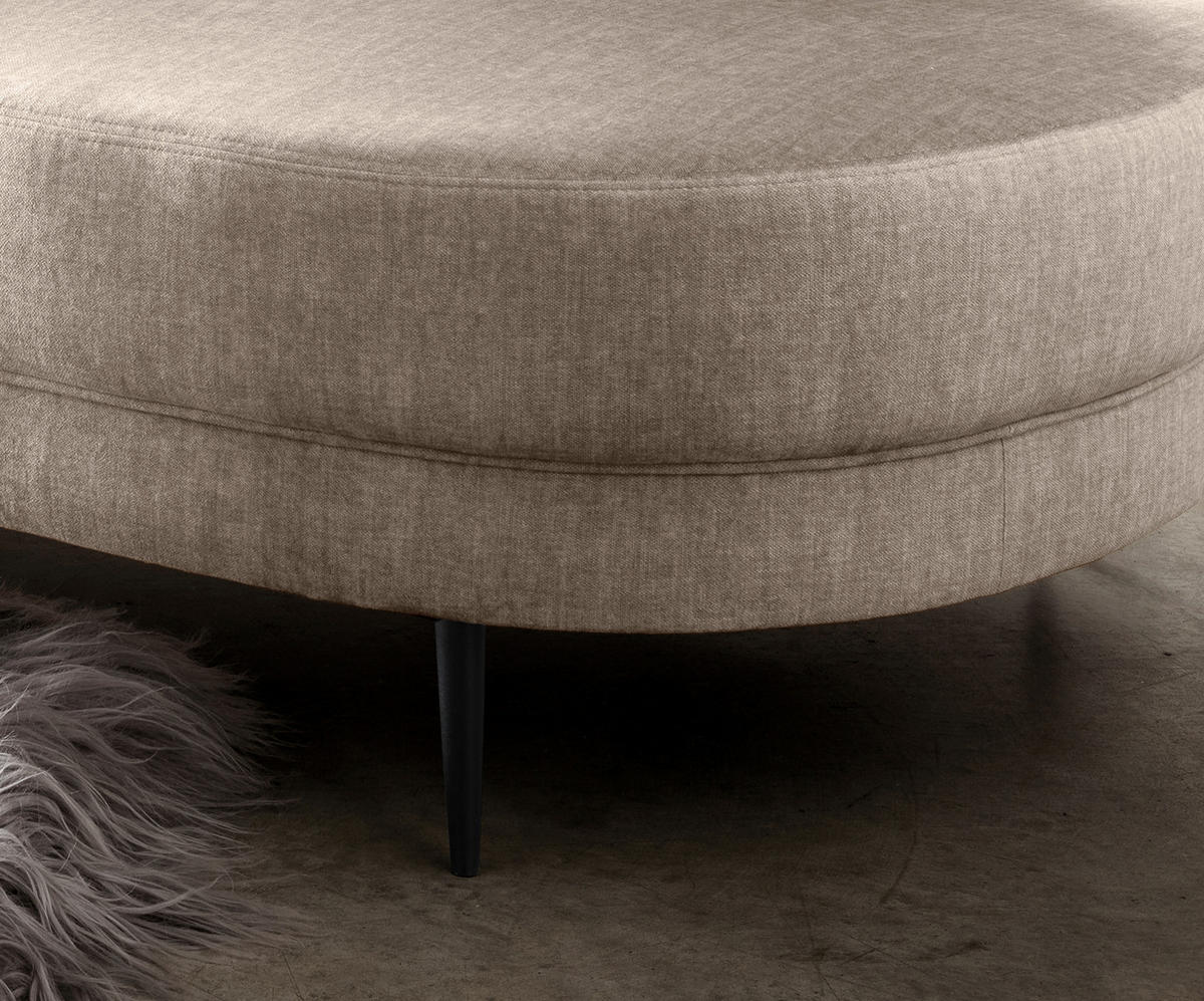 OTTOMANE in Velours Beige  - Beige/Schwarz, Modern, Textil/Metall (211/85/101cm) - Livetastic