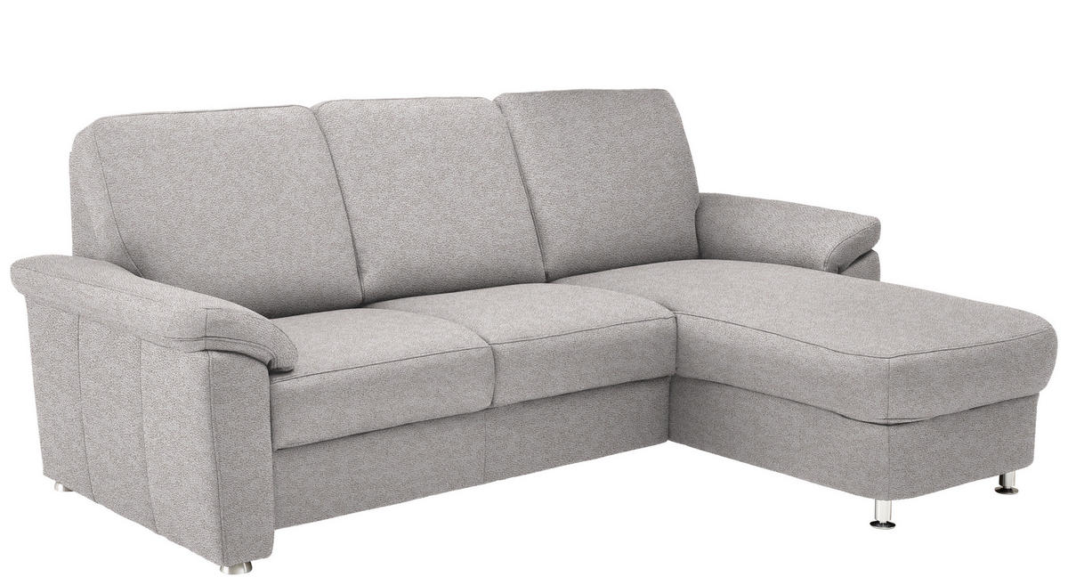 ECKSOFA in Webstoff Hellgrau  - Chromfarben/Hellgrau, Konventionell, Textil/Metall (220/163cm) - Beldomo System