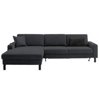 ECKSOFA in Cord Anthrazit  - Anthrazit/Schwarz, Design, Textil/Metall (185-209/298cm) - Pure Home Lifestyle