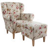 SESSELSET in Webstoff Rot, Buchefarben, Beige  - Beige/Rot, KONVENTIONELL, Holz/Textil (80/102/86cm) - Livetastic