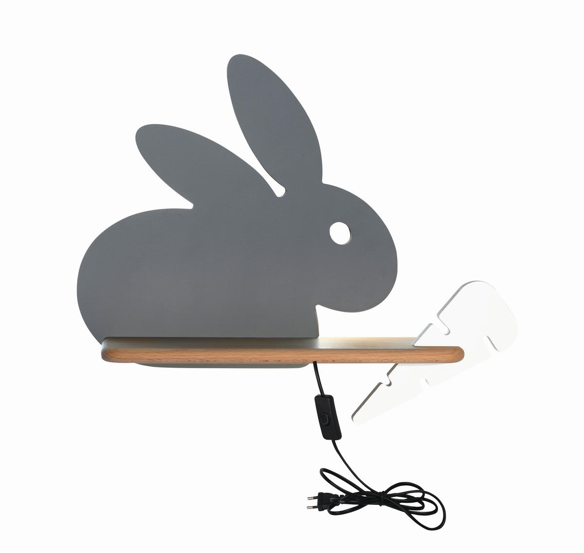 VÄGGLAMPA FÖR BARN Rabit 37/12/31 cm   - vit/grå, Basics, metall/trämaterial (37/12/31cm)
