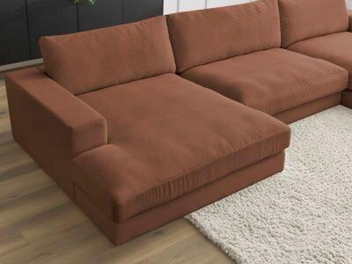 WOHNLANDSCHAFT LEONARD Orange Cord  - Schwarz/Orange, MODERN, Kunststoff/Textil (159/404/159cm)