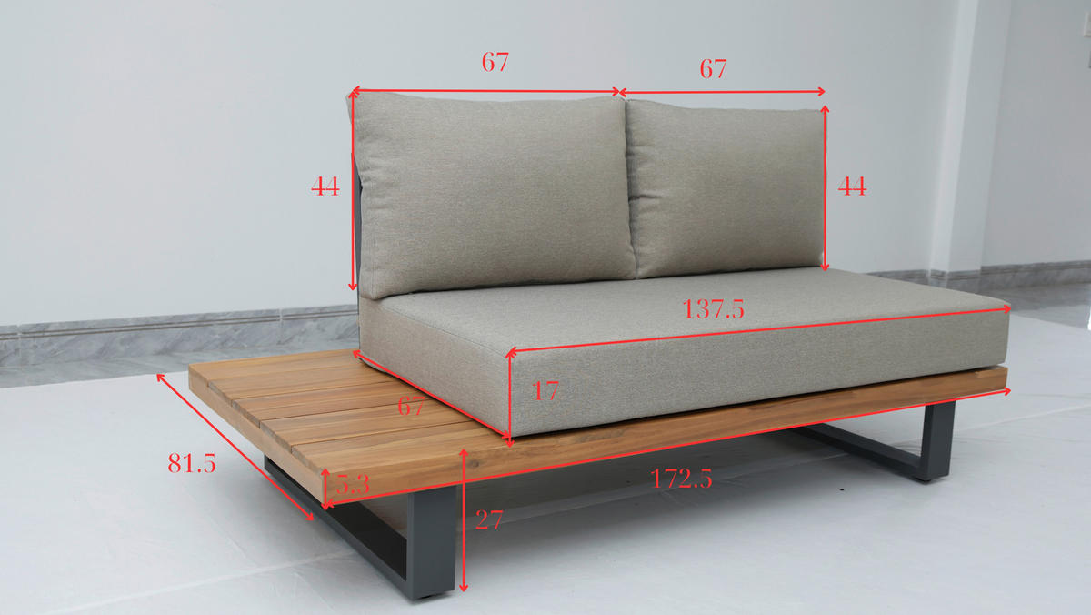 LOUNGEGARNITUR 4-teilig  232/232 cm  Akazie massiv Stahl  - Taupe/Anthrazit, Natur, Holz/Textil (232/232cm) - Ambia Garden