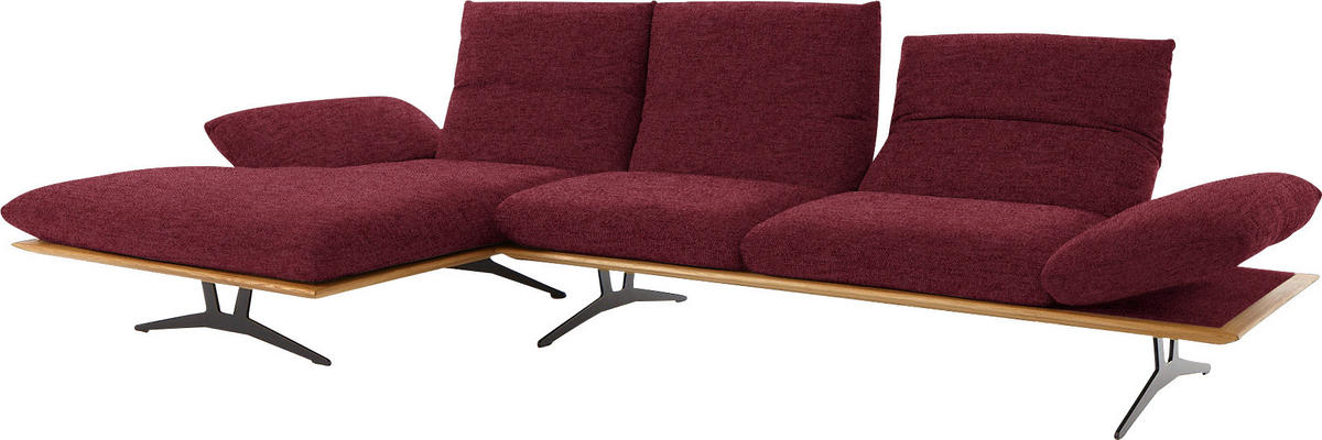 ECKSOFA in Flachgewebe Bordeaux  159/314 cm  - Bordeaux/Schwarz, Design, Holz/Textil (159/314cm) - Dieter Knoll