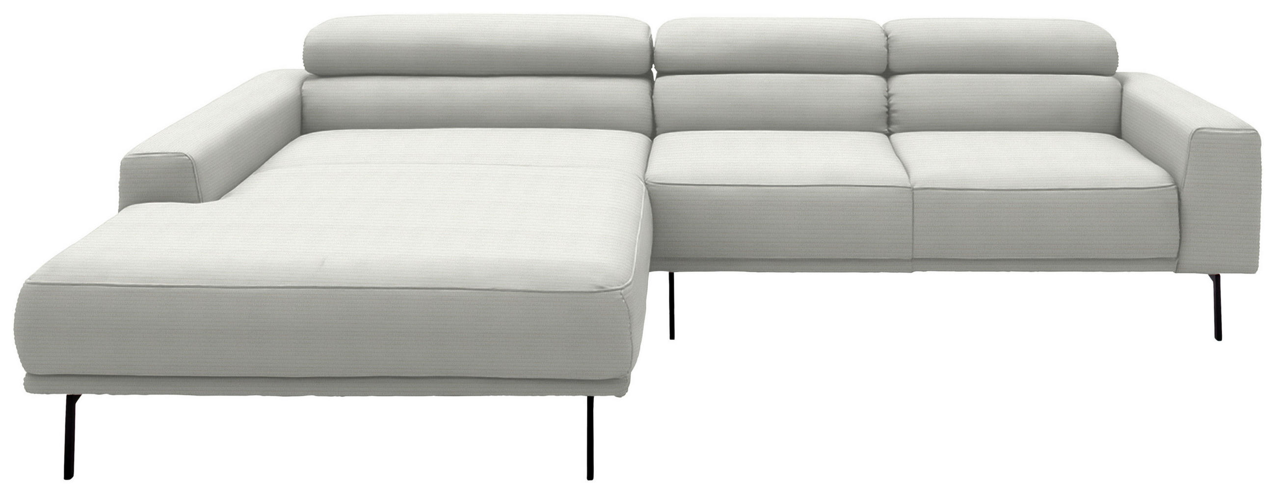 ECKSOFA  in Cord Grauweiß  215-217/293 cm  - Grauweiß/Schwarz, Design, Textil/Metall (215-217/293cm) - Schöner Wohnen