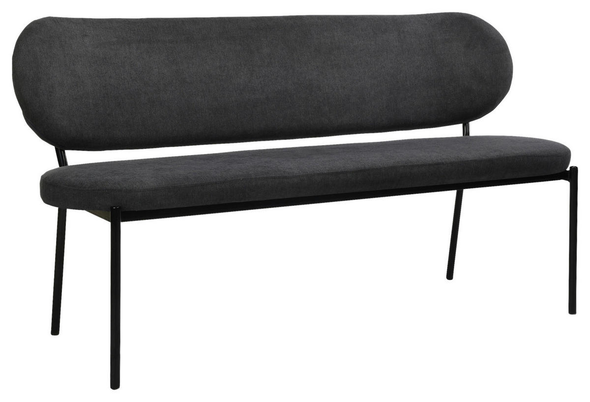 SITZBANK in Metall, Textil Schwarz, Dunkelgrau  - Dunkelgrau/Schwarz, Design, Textil/Metall (160/82/62cm) - MID.YOU