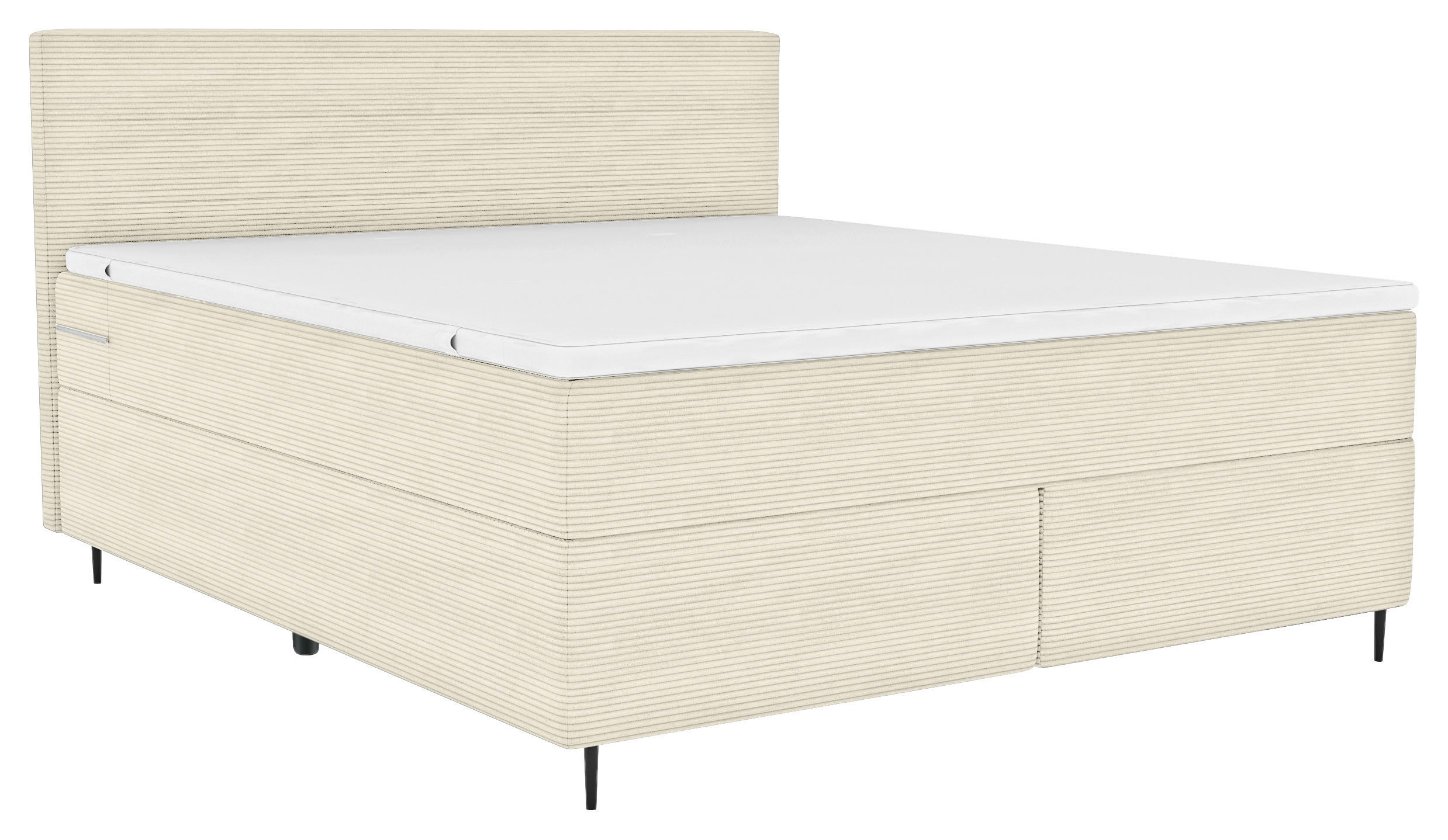 BOXSPRINGBETT 180/200 cm  in Beige  - Beige/Schwarz, KONVENTIONELL, Textil/Metall (180/200cm) - Boxxx