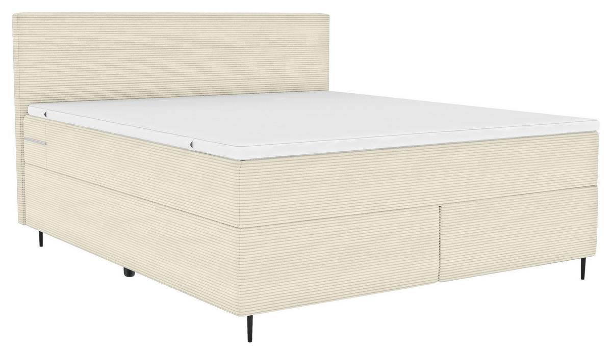 BOXSPRINGBETT 180/200 cm  in Beige  - Beige/Schwarz, KONVENTIONELL, Textil/Metall (180/200cm) - Boxxx