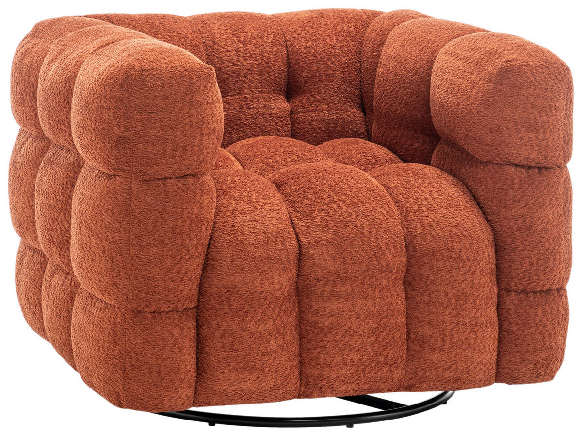 SESSEL in Bouclé Orange  - Schwarz/Orange, Design, Textil/Metall (94/83/71cm) - Livetastic