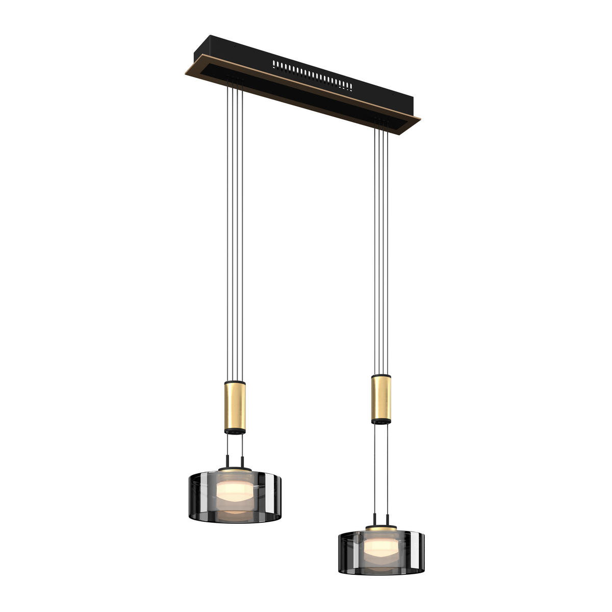 LED-PENDELLAMPA Lavin 64/20/160 cm  - svart, Design, metall/glas (64/20/160cm) - Fischer & Honsel