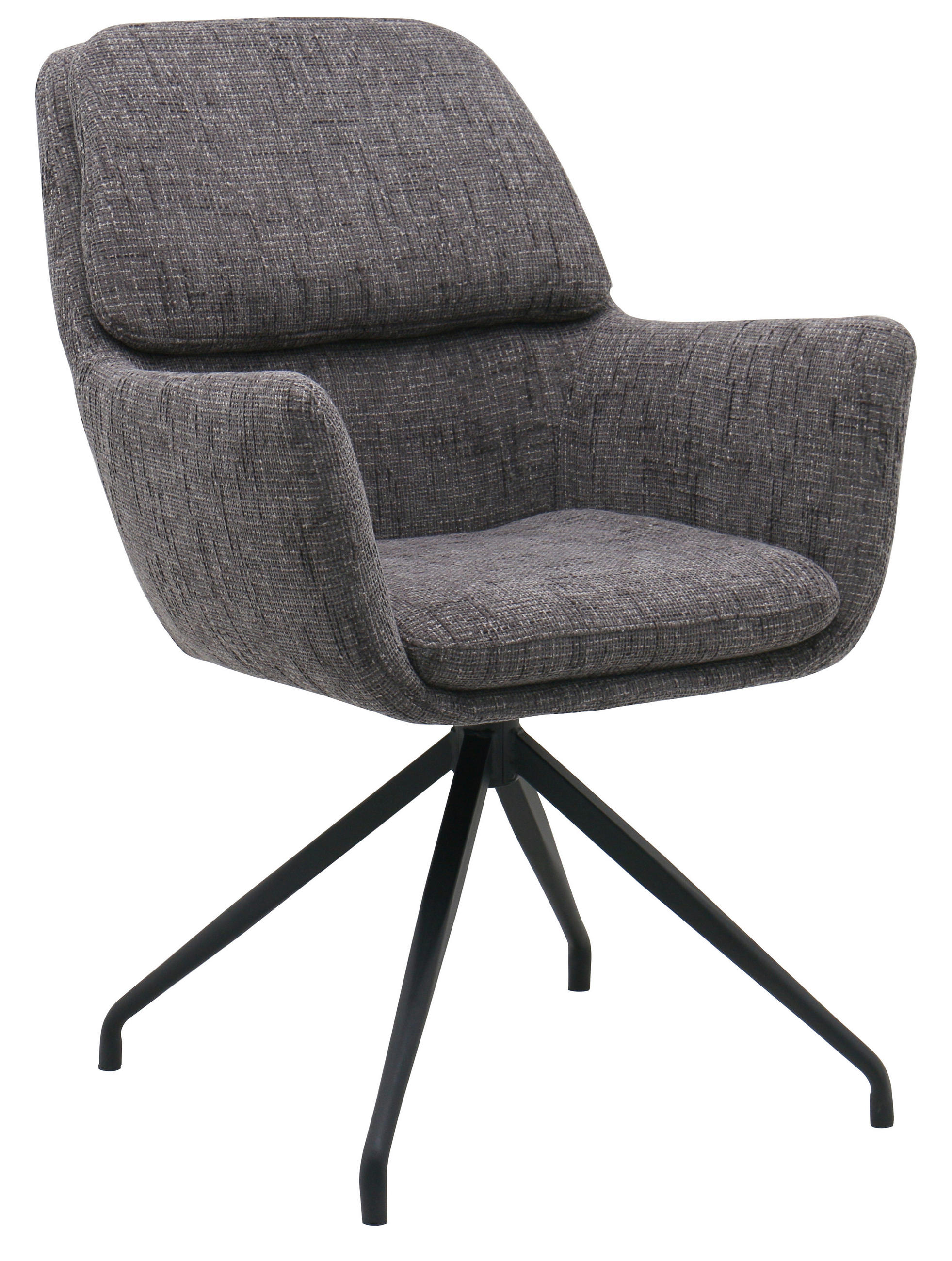 ARMLEHNSTUHL  Sitzfläche 360° drehbar, automatische Rückholfunktion Webstoff  Grau, Schwarz  - Schwarz/Grau, MODERN, Textil/Metall (58/89/67cm) - Livetastic