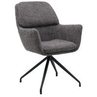 ARMLEHNSTUHL  Sitzfläche 360° drehbar, automatische Rückholfunktion Webstoff  Grau, Schwarz  - Schwarz/Grau, MODERN, Textil/Metall (58/89/67cm) - Livetastic