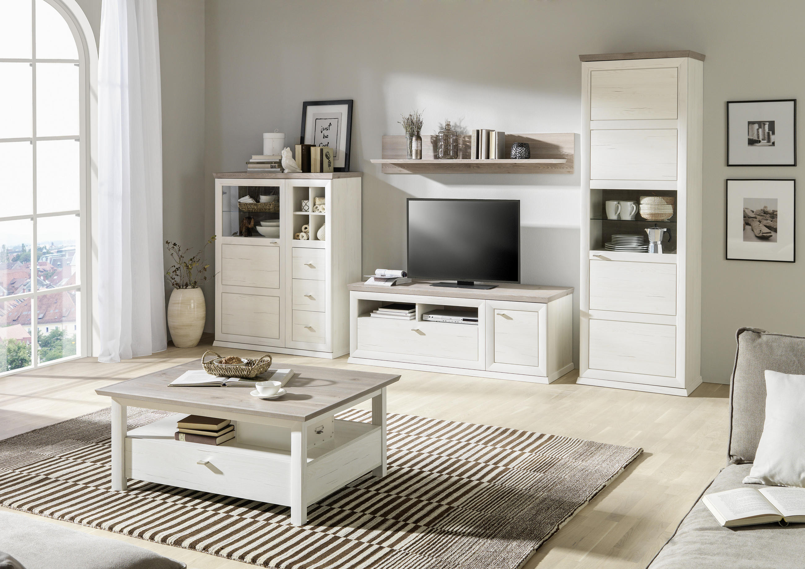 TV-ELEMENT Grau, Weiß - Weiß/Grau, Design, Metall (150,2/53,9/50cm) - Hom`in