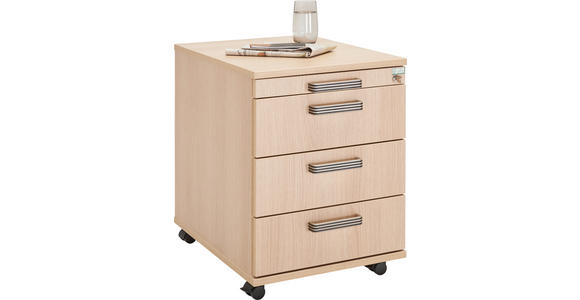 ROLLCONTAINER 42,8/59/58 cm  - Eichefarben/Silberfarben, KONVENTIONELL, Holzwerkstoff/Kunststoff (42,8/59/58cm) - Venda