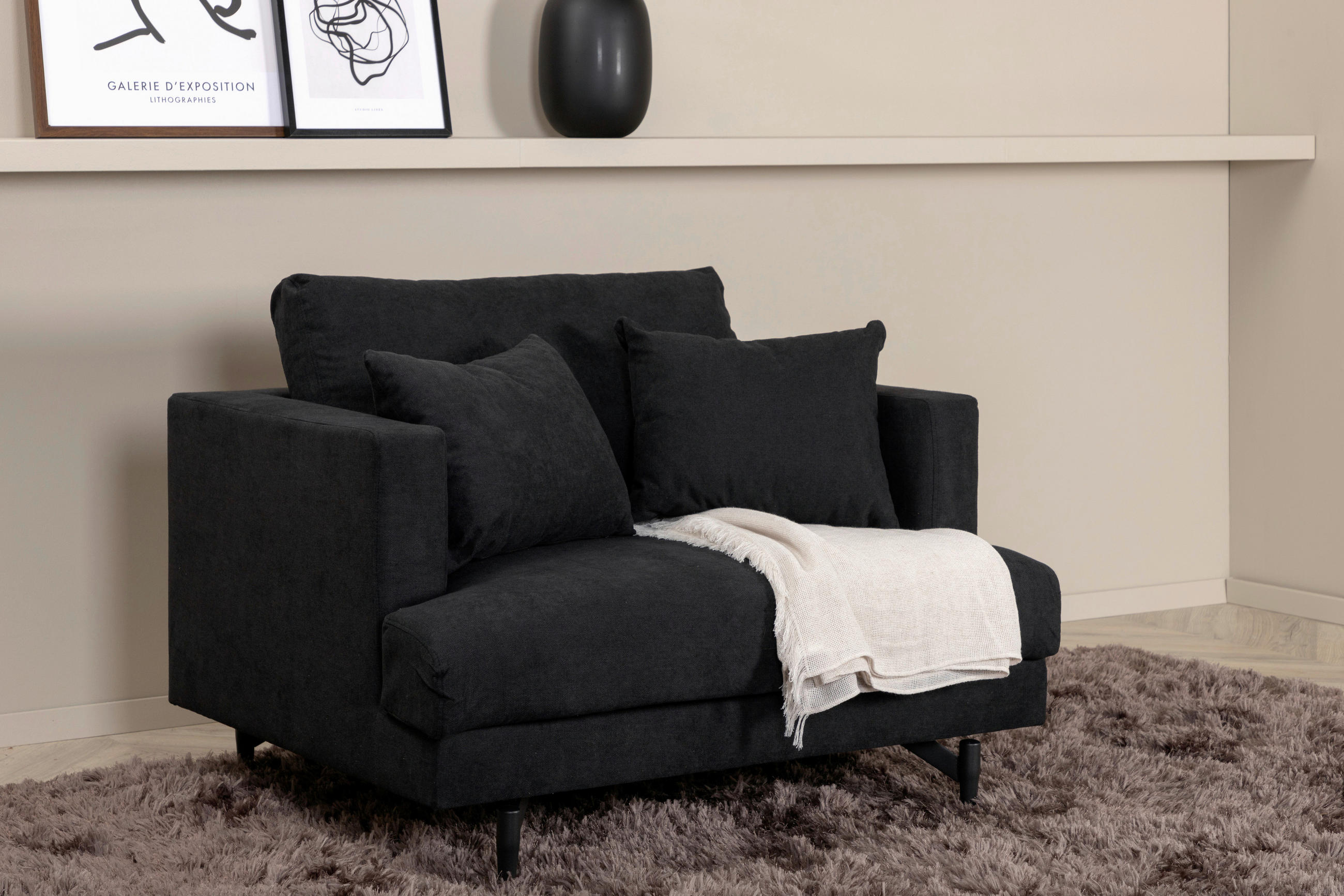 SESSEL in Schwarz  - Schwarz, Design, Textil/Metall (104/82/92cm) - Livetastic