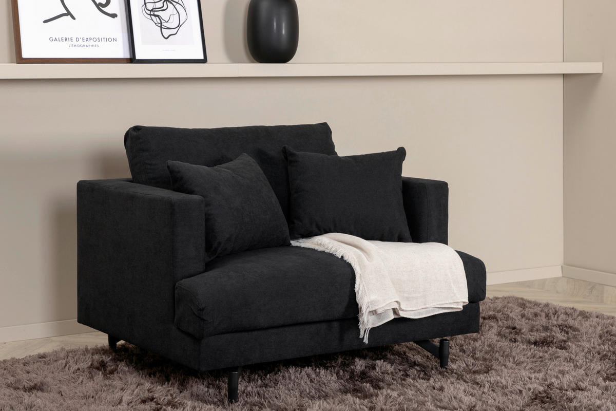 FÅTÖLJ i metall, textil svart  - svart, Design, metall/textil (104/82/92cm) - Livetastic