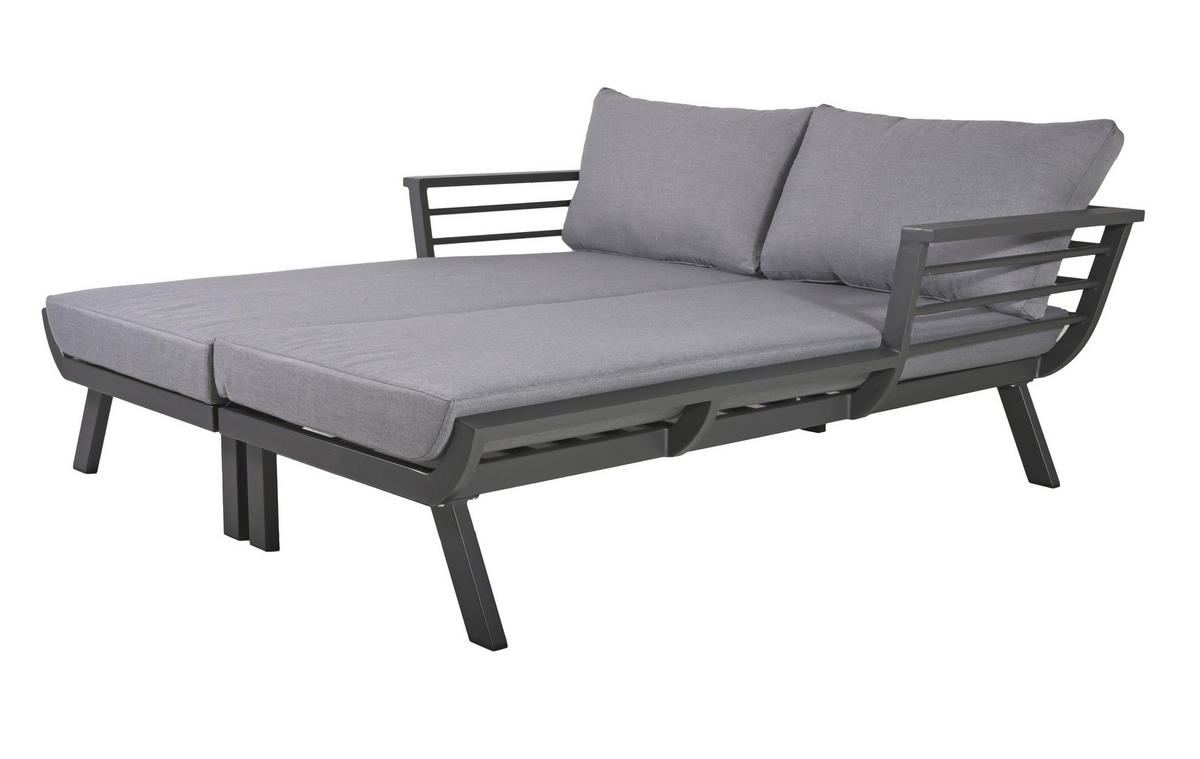 DOPPELLIEGE 170/62/175 cm  - Dunkelgrau/Grau, Basics, Kunststoff/Textil (170/62/175cm) - Gardenson