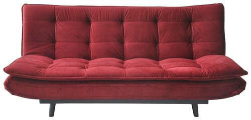ZOFA S POSTELJNO FUNKCIJO,  bordo kovina, tekstil  - črna/bordo, Design, kovina/tekstil (194/90/100cm) - Ti'me