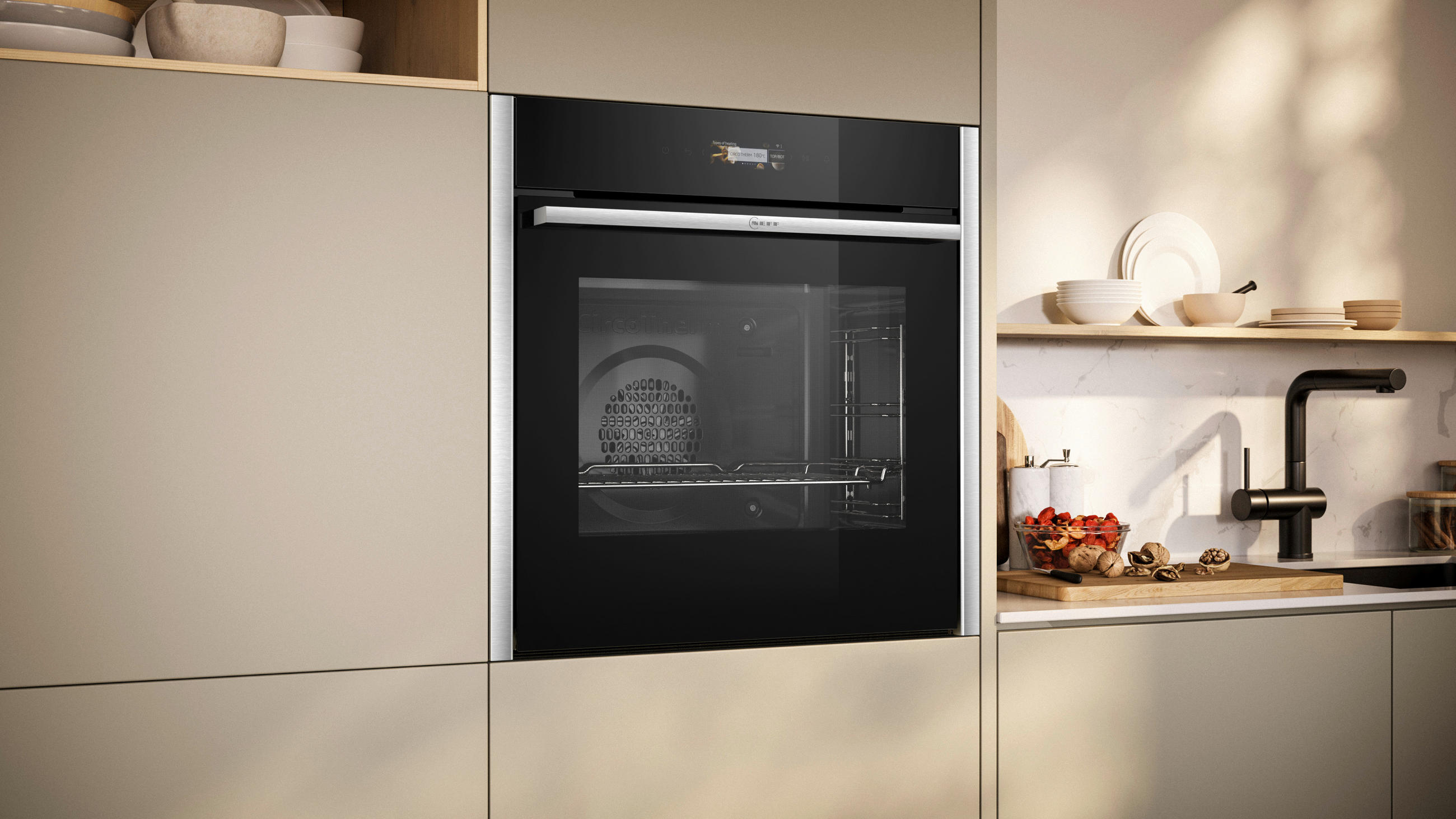 EINBAUBACKOFEN B24CR71N0  - Edelstahlfarben/Schwarz, Basics, Metall (59,5/59,6/54,8cm) - Neff