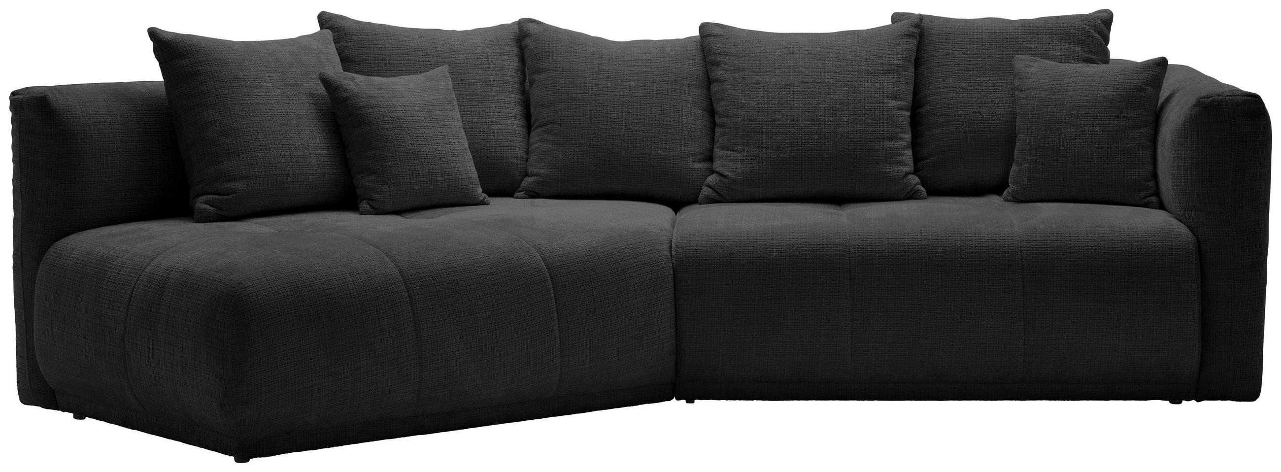 ECKSOFA in Chenille Schwarz  - Schwarz, Modern, Kunststoff/Textil (180/315cm) - Hom`in